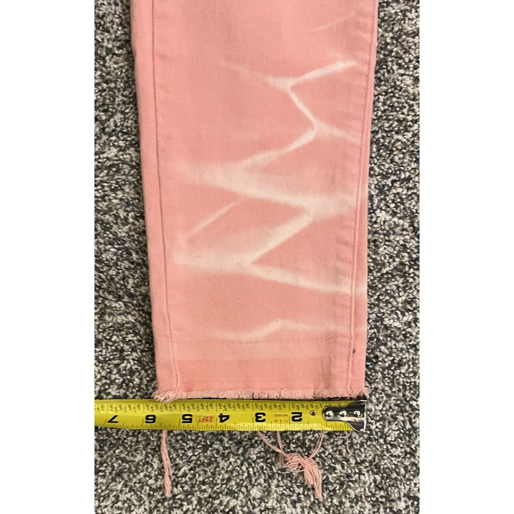 Blue Topic Jeans Juniors 11/12 Pink Distressed Skinny Mid Rise Denim Frayed Hem - Picture 6 of 7